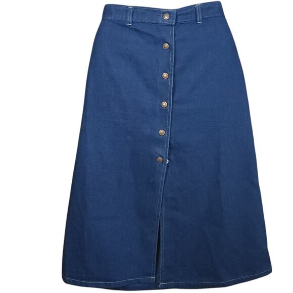 VINTAGE Candie's Denim Midi Skirt size 9 XS Preppy Academia Cottage Prairie - Picture 1 of 6